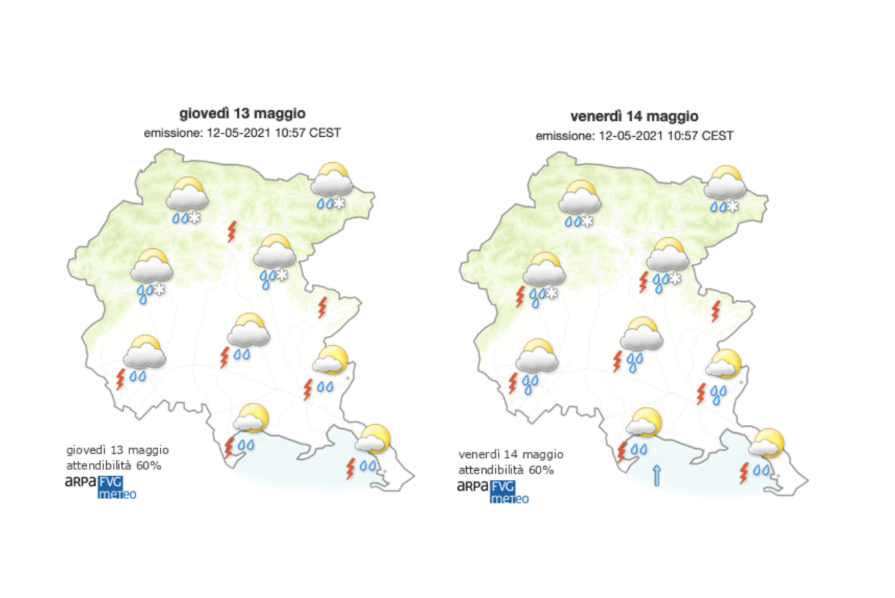 Immagine per Ancora pioggia sul Goriziano, scendono le temperature